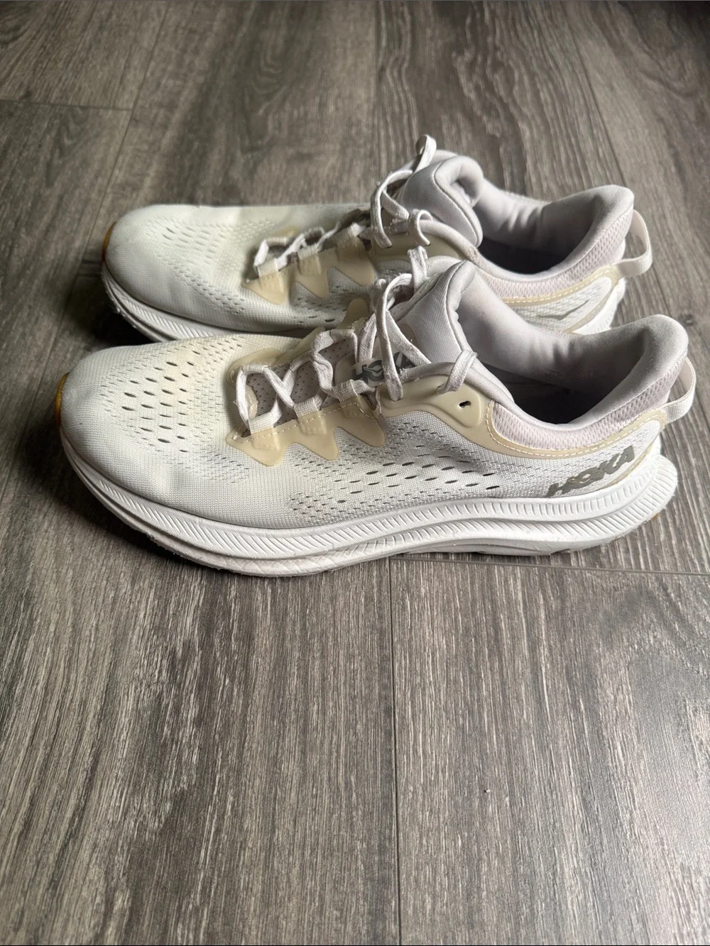 Hoka kawana Women's White and Cream Athletic Running Shoes